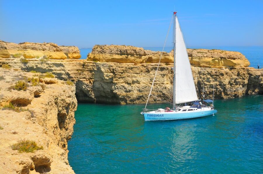 Albufeira: Sailing Boat Cruise BBQ & Open Bar on the Beach - Food, drinks, and the open-bar wording