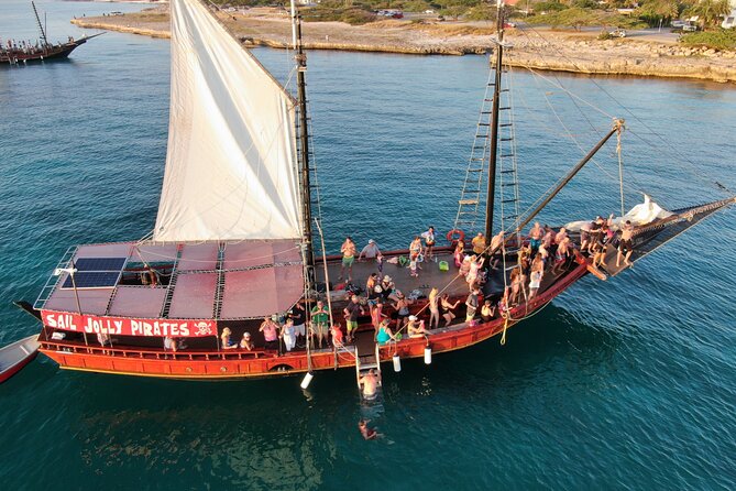 Aruba Sunset Jolly Pirate Sail with Open Bar - The rope swing and swimming stop