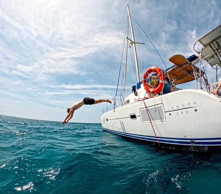 Barcelona: Catamaran Cruise w/ Sailing, Wine, & Tapa - The 30-minute swim stop