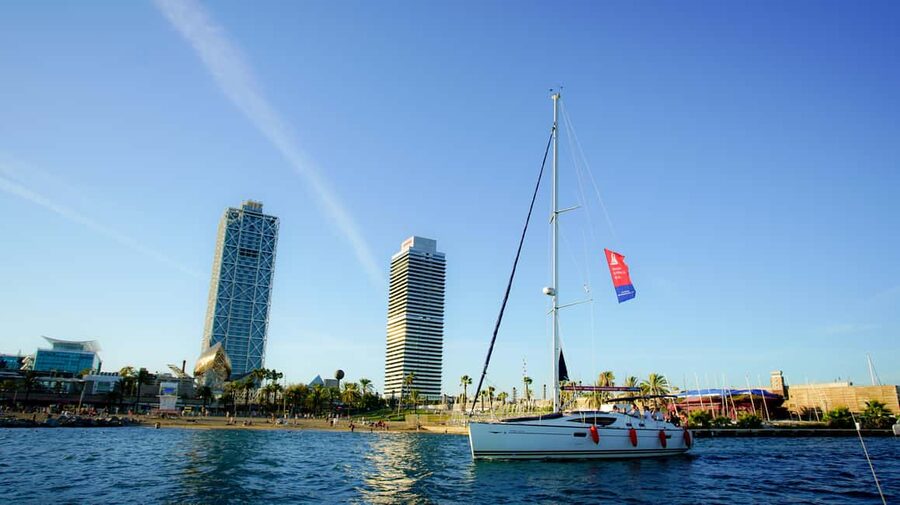 Barcelona: E-Bike, Montjuic Cable Car,and Sailing Experience - The Teleferic ride above Montjuïc