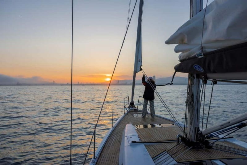 Barcelona: Luxury Sunset Sailboat Tour from Port Olimpic - Barcelona’s skyline from a sailboat
