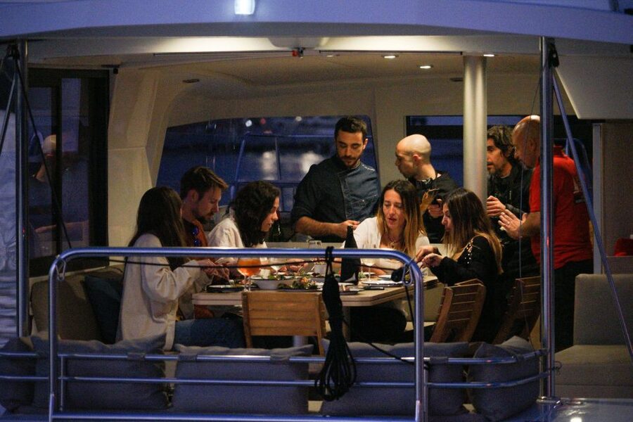 Barcelona: Private Catamaran Sailing with Drinks and Snacks - Swimming from the catamaran