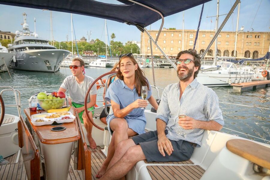Barcelona: Sailing Tour with Spanish Tapas and Drinks - Tapas, olives, and a glass of cava