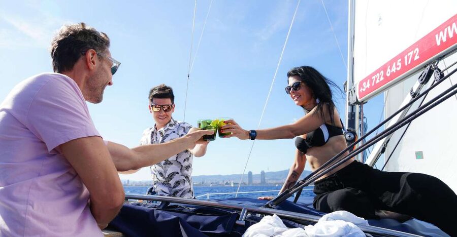 Barcelona: Sailing Tour with Vermouth and Drinks - Leaving Port Olimpic with vermouth in hand