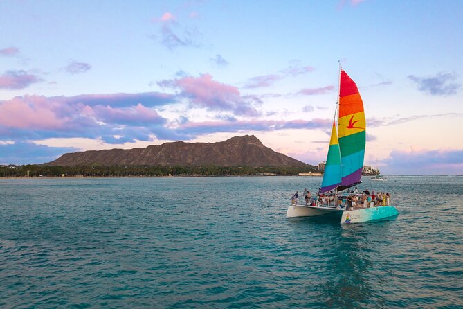 Board from Waikiki Beach for a scenic Sunset Sail on the Hāwea - Sailing past Waikiki and toward Diamond Head