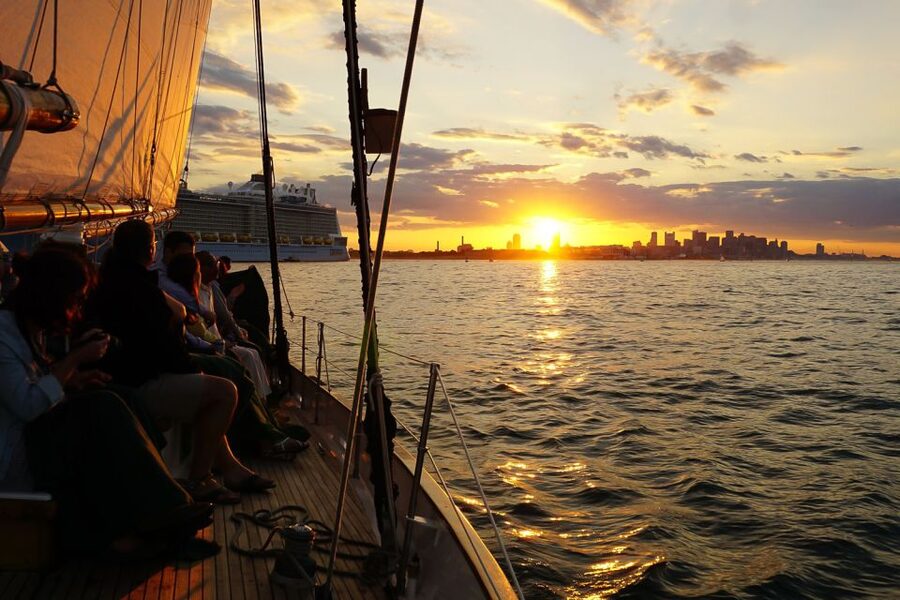 Boston: Harbor Champagne Sunset Sail from Rowes Wharf - Dress for the harbor, not the forecast