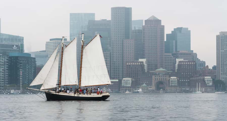 Boston: Sunset Tall Ship Harbor Cruise - Raising the sails and settling into the cruise