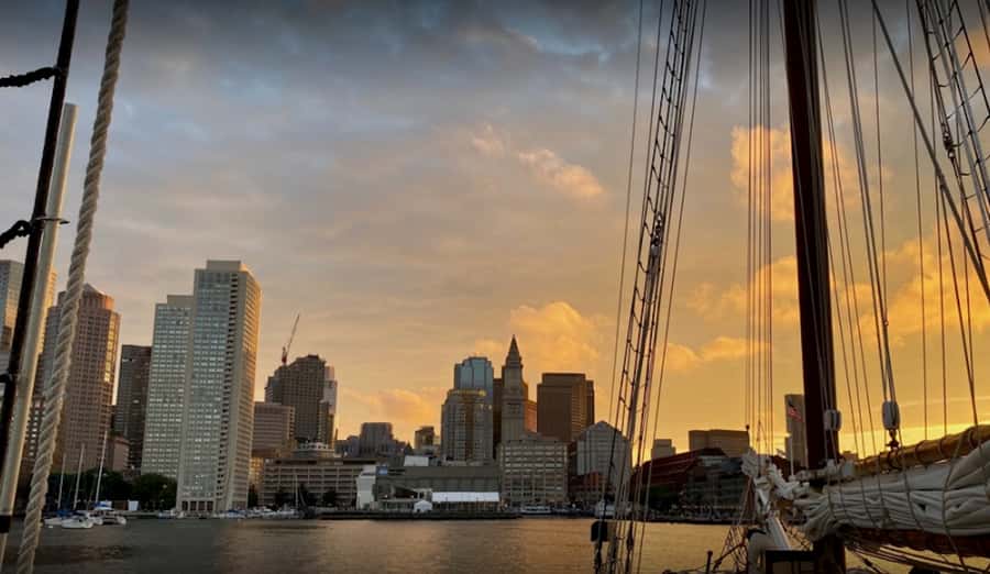 Boston: Sunset Tall Ship Harbor Cruise - Boston Harbor at sunset