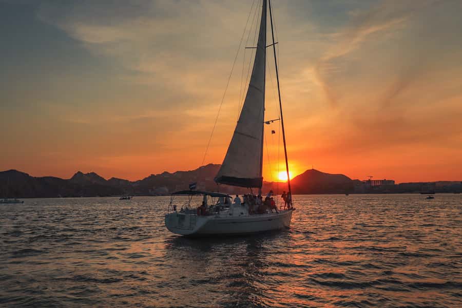 Cabo Luxury Sunset Sailing Adventure with Open Bar - The Cabo shoreline at golden hour