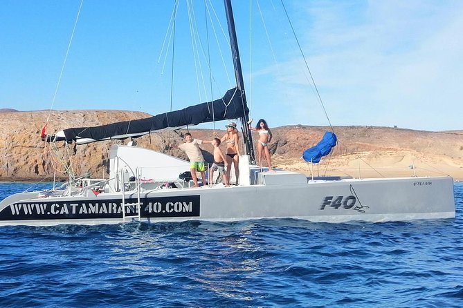 Catamaran F40 Lanzarote sailing - Leaving Playa Blanca at 11:00 am