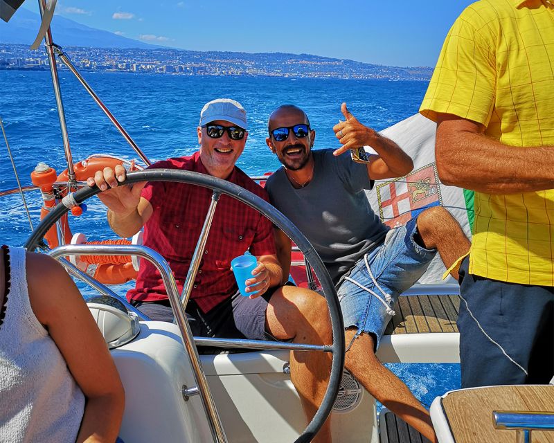 Catania: Coastline Sailing Trip with Aperitif and Prosecco - What the crew adds to the day