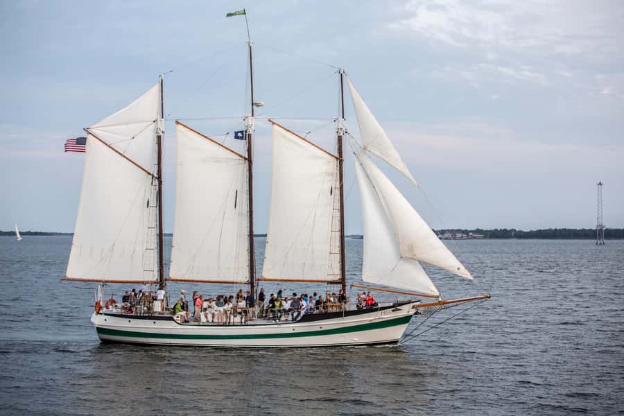 Charleston: Schooner Sailing Harbor Tour & Dolphin Watch - Setting sail from Aquarium Wharf