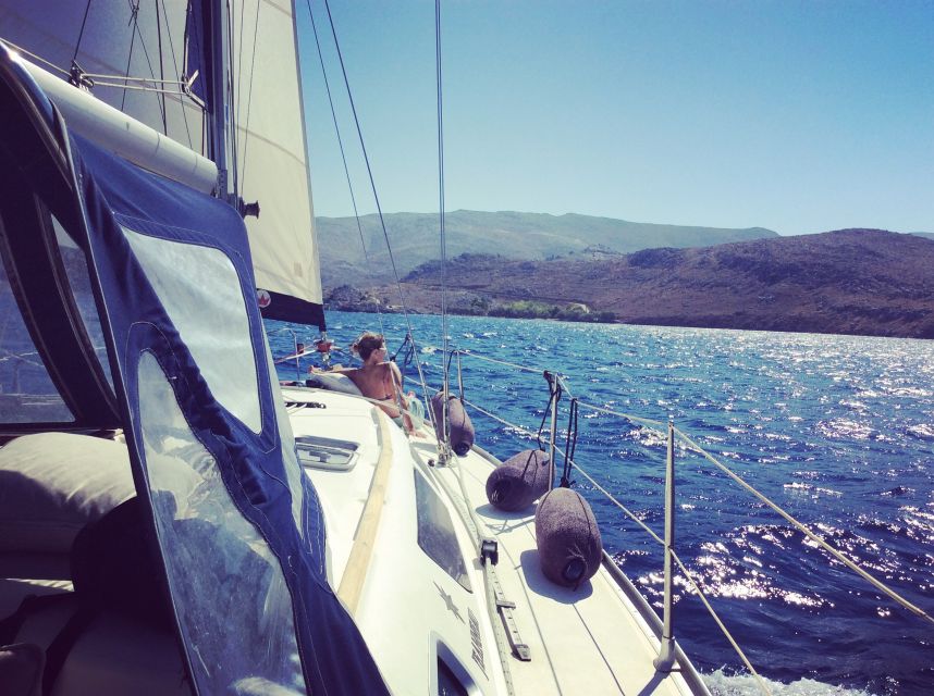 Chios: Sailing Boat Cruise to Oinouses with Meal & Drinks - Swimming and snorkeling in a secluded gulf