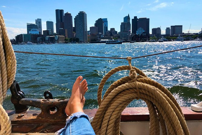 Classic Tall Ship Cruise in Boston Harbor - Skyline views, the USS Constitution, and the airport area