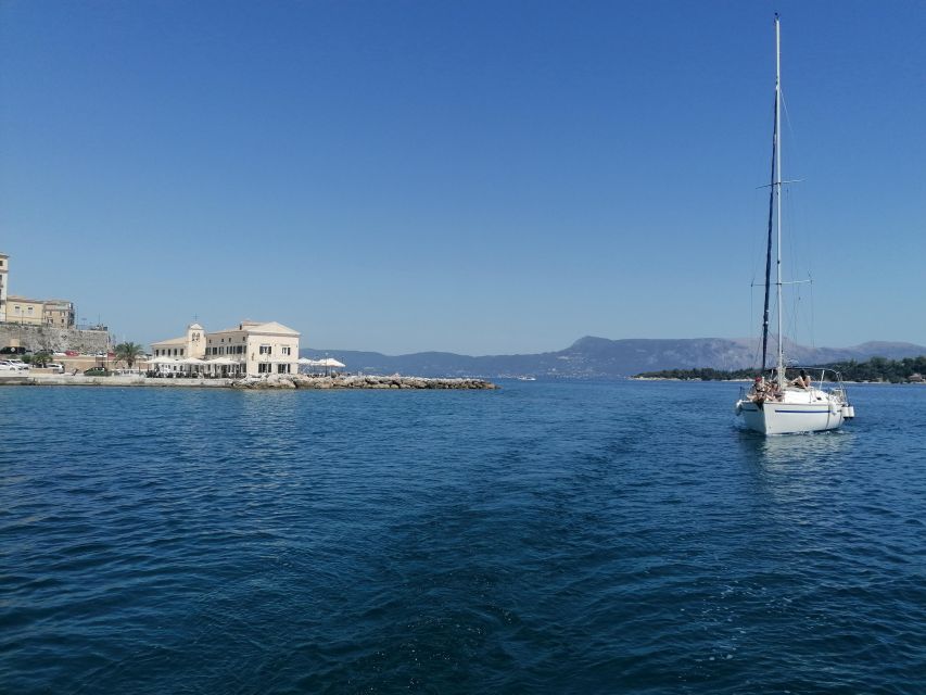 Corfu: Half-day Private Cruise with Sailing Yacht - Mouse Island and the overhead airplane view