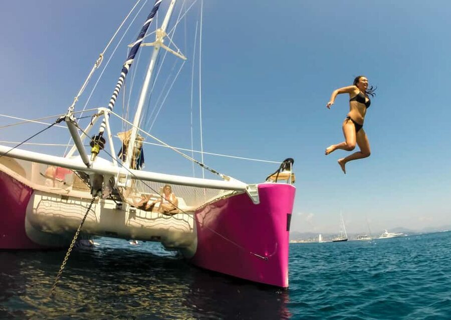 Côte d'Azur: Half-Day Coastline Catamaran Sailing Tour - The Swimming Stop and Water Equipment