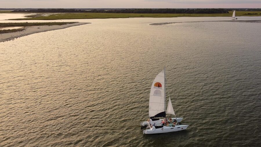 Folly Beach: Private Daytime or Sunset Sail, cooler provided - Bean bags, music, and the iced cooler