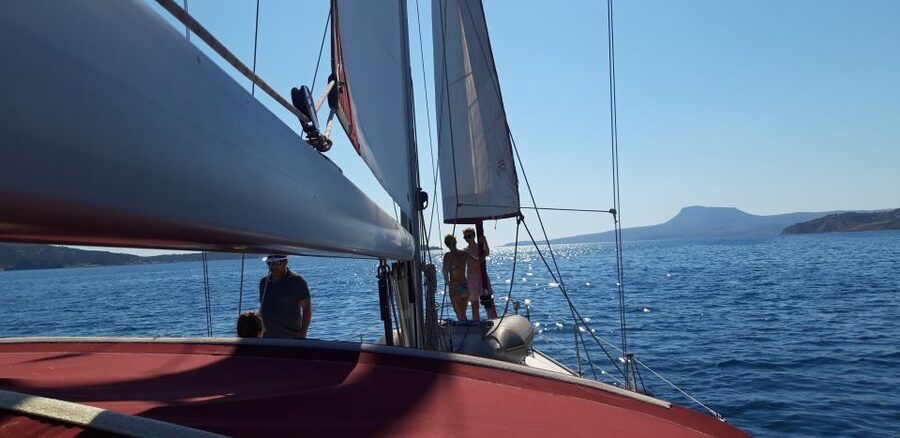 From Chania: Fully Private Sailing Cruise with Meal & Drinks - Three courses, local ingredients, and a proper break