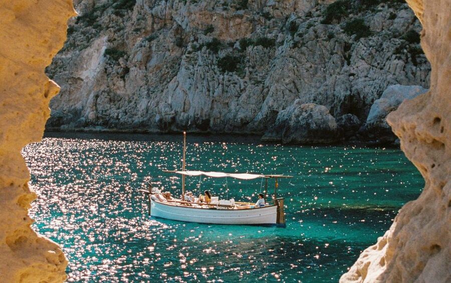From Sant Josep: Es Vedra & Atlantis Sailboat Cruise - Snorkeling, swimming, and the onboard aperitif