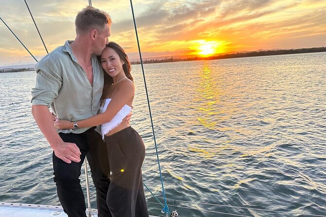 Gold Coast 2 Hr Sunset Private Sailing Charter with Drinks & Food - South Stradbroke Island and the evening view