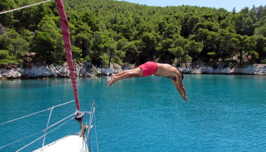 Halkidiki: 7 Hours Private Cruise with Sailing Boat - Spalathronisia and the narrow sand of Lemos