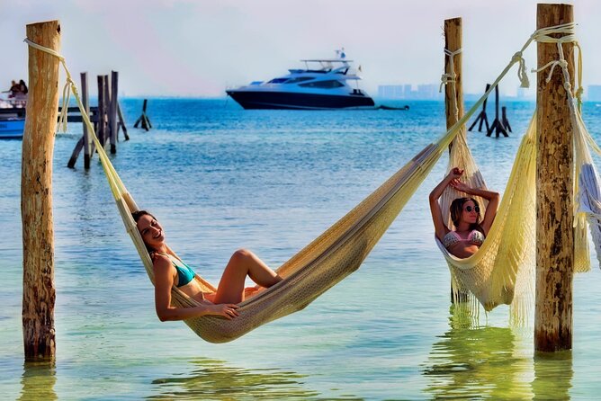Isla Mujeres Catamaran Sailing Experience with Lunch & Open Bar - Lunch and beach-club time on Isla Mujeres