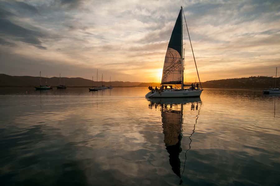 Knysna Sunset Sailing Cruise with Light Dinner and Wine - Leaving the lagoon under sail
