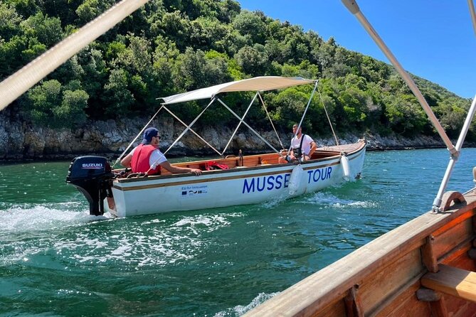Ksamil: Mussel Sailing Tour with Food and Drink in Albania - Seeing a working mussel farm on Butrint Lake
