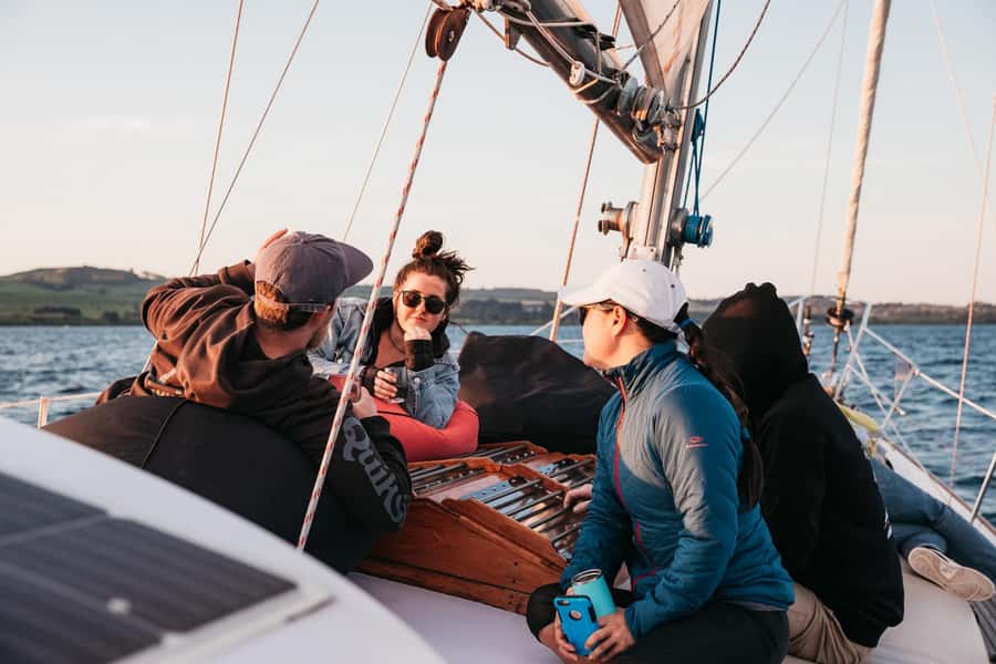 Lake Taupo: Classical Sailing to the Māori Rock Carvings - Morning coffee, afternoon drinks, and sunset light