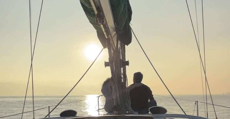Lisbon Night Lights: #2 Top Rated Private Sail - Crossing toward King Christ and Belém