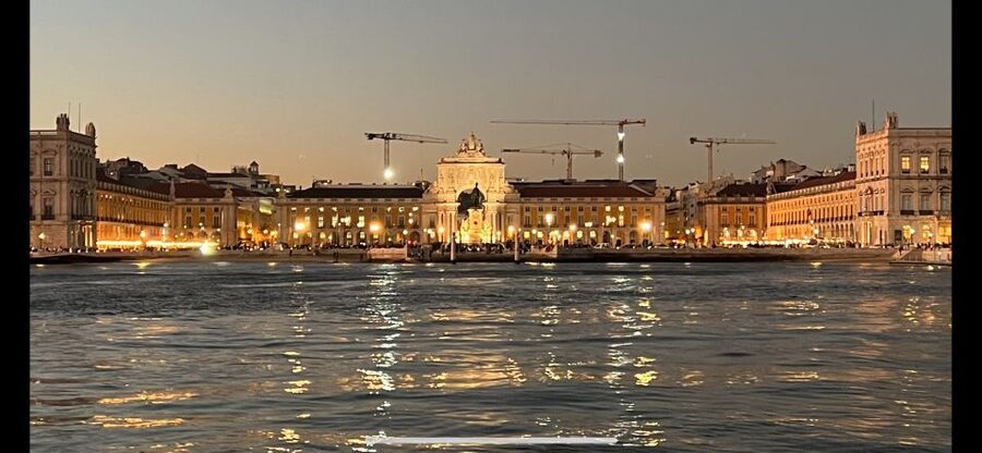 Lisbon Night Lights: #2 Top Rated Private Sail - Returning beneath the 25th of April Bridge
