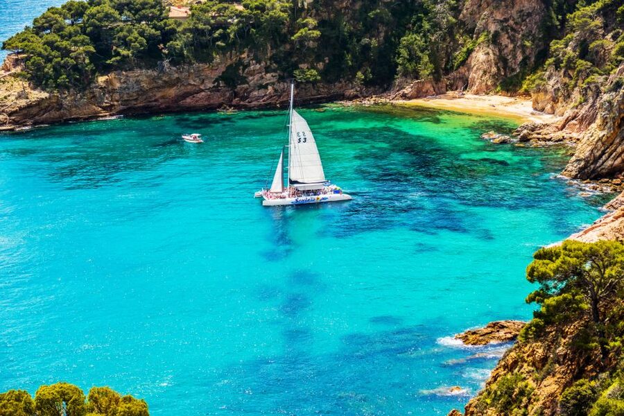 Lloret de Mar: Catamaran Sailing Cruise with BBQ and Drinks - Beer, sangria, and the drink setup