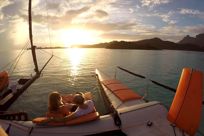 LUXURY Catamaran Bora Bora : The Sunset Escape - Front nets, lounge pads, and the question of comfort