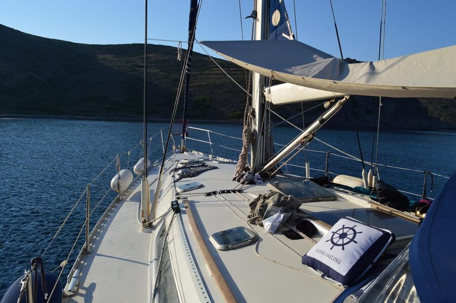 Milos: Kleftiko Semi Private Sailing Cruise with Lunch - Kalogries: the first swim in a small lava-rock bay