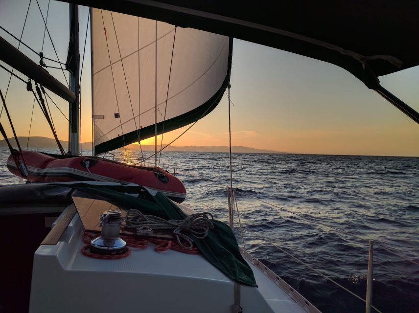 Neos Marmaras: Sunset West Sithonia Islets Sailboat Tour - Sunset from the anchored boat