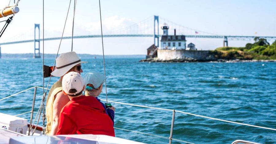 Newport: Day Sailing and Sightseeing Boat Tour on a Schooner - The Newport Harbor Bridge from the water