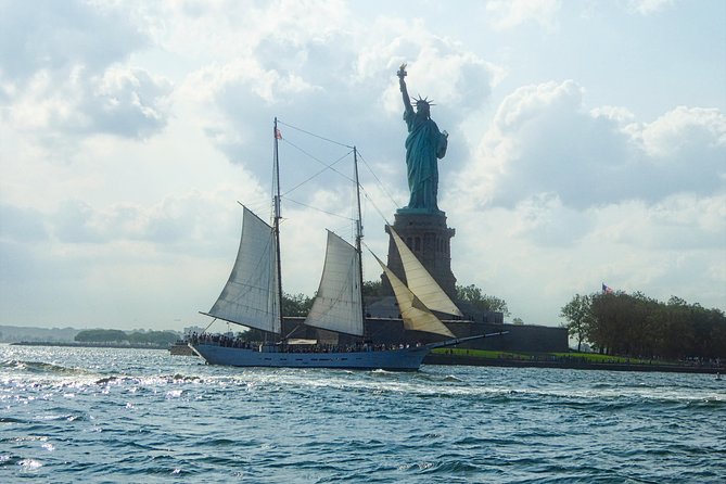 NYC Statue of Liberty Tall Ship Sail aboard Clipper City - Leaving the pier beneath the Brooklyn Bridge