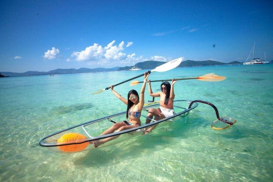Phuket: Coral Island & Sunset Dinner by Sailing Catamaran - Reaching the beach when the sea is rough