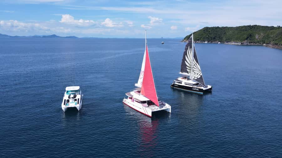 Phuket: Racha and Coral Island Sailing Day Trip by Miss.Red - Sunset near Panwa