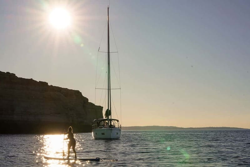 Portimao: Sunset Luxury Sail-Yacht Cruise - Leaving Portimão Marina at sunset