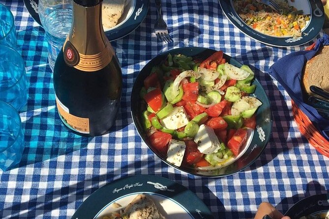 Private luxury Escape Sailing, Snorkel and Lunch Cruise - Swimming in sheltered Agios Georgios Bay