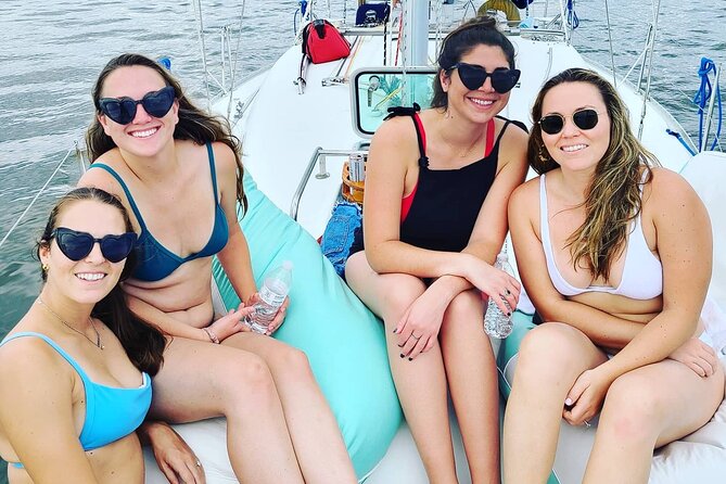 Private Luxury Yacht Charters, BYOB & Dolphins - The Ravenel Bridge at golden hour