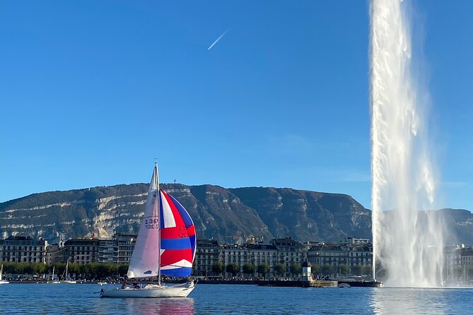 Private sailing cruise on Lake Geneva from Geneva - Leaving Geneva’s harbor with Mont Blanc ahead