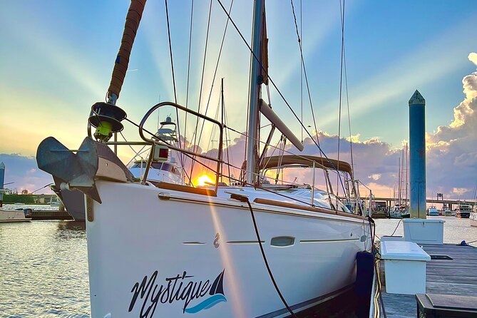 Private Sunset Sail BYOB Dolphin/History Tours on 43ft Mystique - The Yorktown Aircraft Carrier
