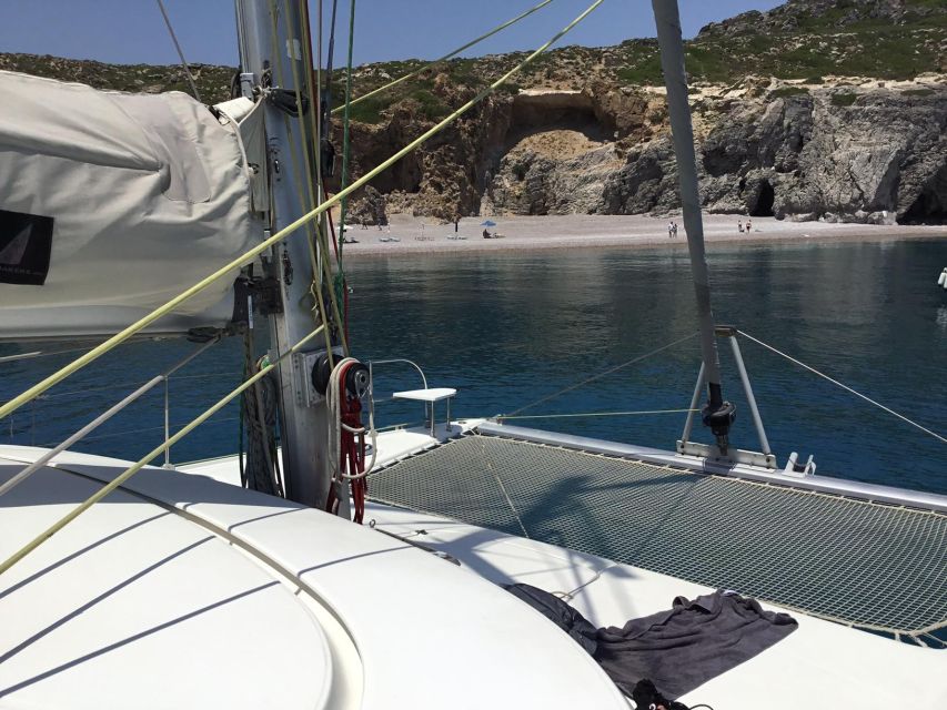 Rhodes: Sailing Catamaran Day Cruise with food and drinks - Anthony Quinn Bay, the first 50-minute swim