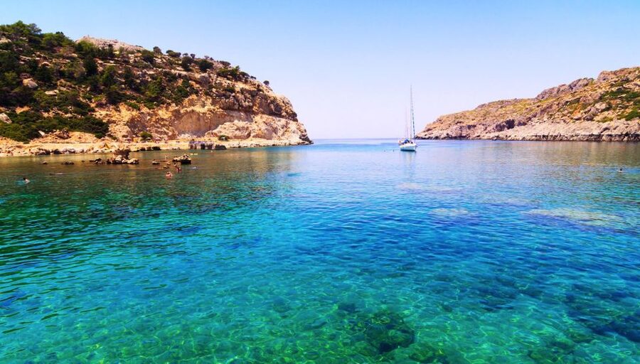 Rhodes: Sailing Yacht Cruise with Food & Drinks (SmallGroup) - Ladiko Bay, lunch, and a slower hour