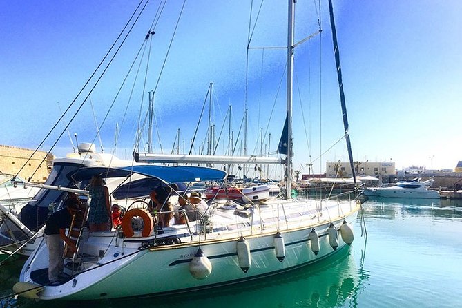 SAILING DAY 4.5h-5h or SUNSET 3h-4.5h from Hersonissos CRETE - Dia Island: swim, snorkel, and walk to the chapel