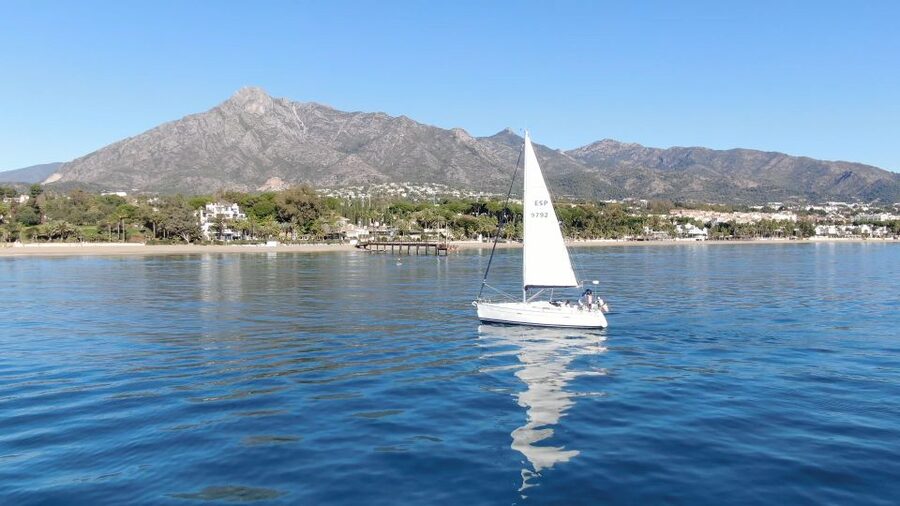 Sailing Trip in Marbella from Puerto Banus - Leaving Puerto Banús beside the mega yachts
