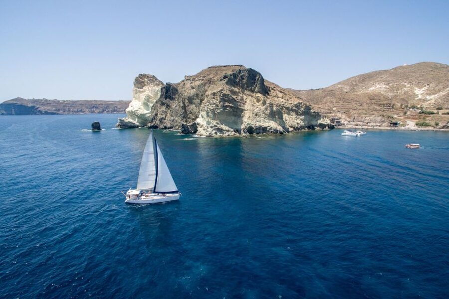 Santorini Caldera: Sunset Sailing Cruise with Meal - Swimming near Mesa Pigadia