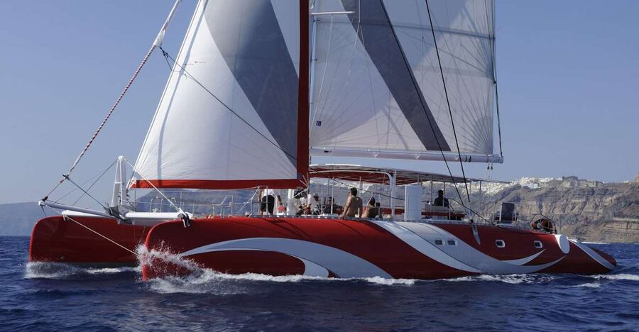 Santorini: Dream Catcher 5-hour Sailing Trip in the Caldera - Indian Head Mountain and the Venetian Lighthouse